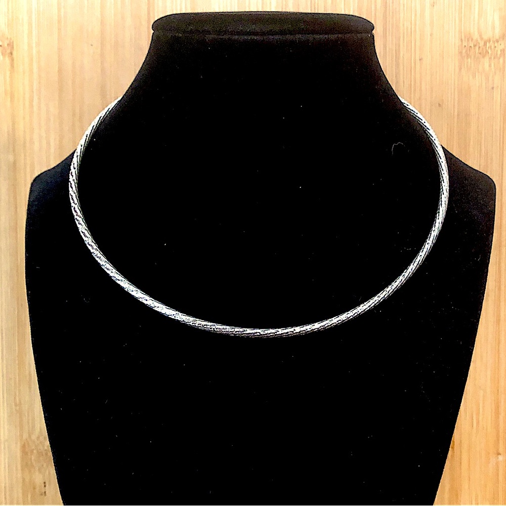 $168  Italian Designer Cut Cable Estate Choker Necklace  16"  MILOR 925 ITALY
